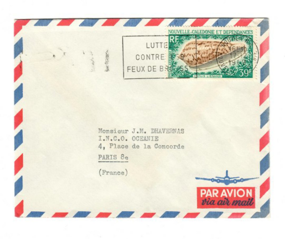 NEW CALEDONIA 1969 Airmail Letter from Noumea to Paris. Seems to be dated 1960 but this must be a slug error. - 37872 - PostalHi image 0