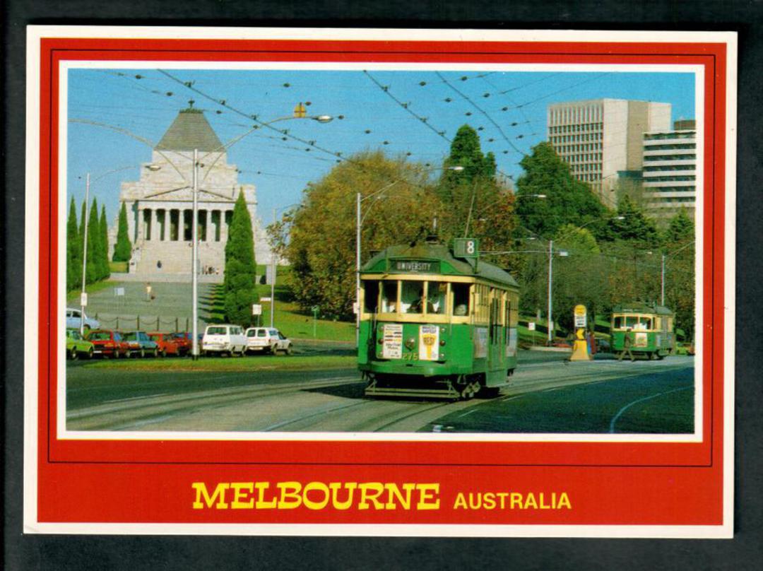 AUSTRALIA Modern Coloured Postcard of Melbourne Tram passing the Shrine of Remembrance. - 444834 - Postcard image 0