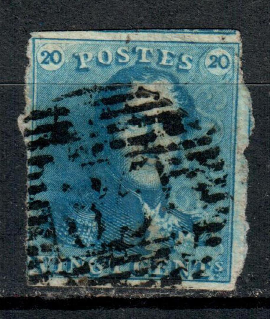 BELGIUM 1849 Definitive 20c IMilky Blue. 4 margins. Cancel 85 NAMUR. - 7338 - Used image 0