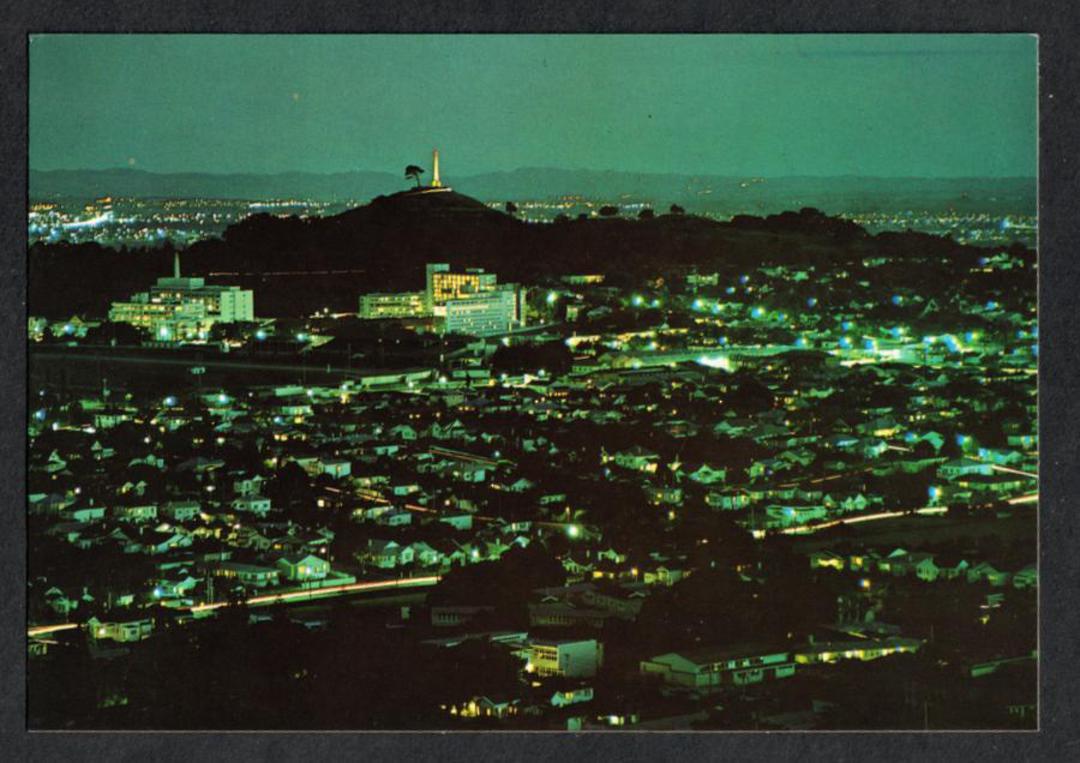 Modern Coloured Postcard by Gladys Goodall of One Tree Hill from Mt Eden at night. - 444329 - Postcard image 0