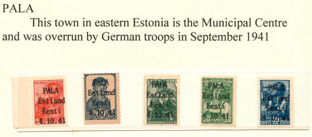 GERMAN OCCUPATION OF ESTONIA 1941 Russian Definitives overprinted Pala 4/10/1941. Set of 5. Not listed by SG. Scarce. - 58819 - image 0