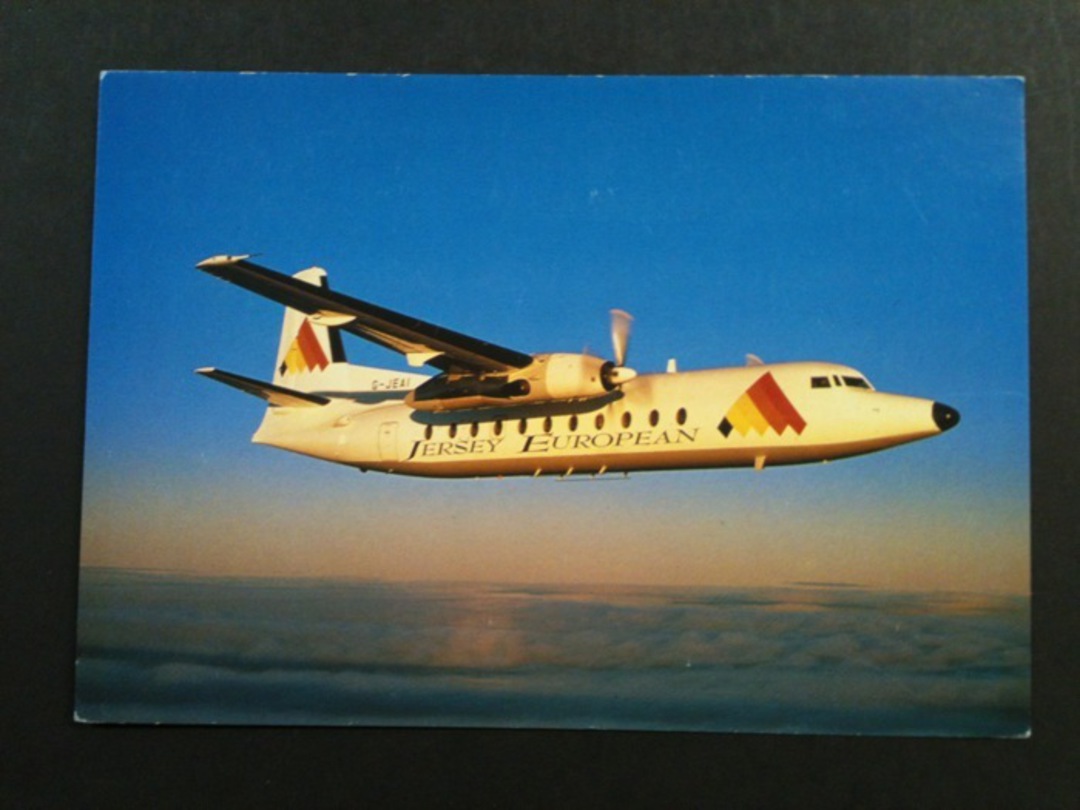 Modern Coloured Postcard of Jersey European Airways Fokker F-27. - 40964 - Postcard image 0