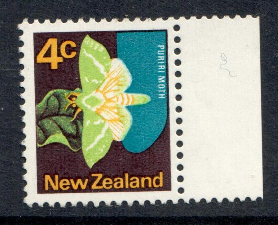 NEW ZEALAND 1970 Pictorial 4c Puriri Moth with the Deep Green colour (the wing veins) missing. Not priced by CP in mint. - 75251 image 0