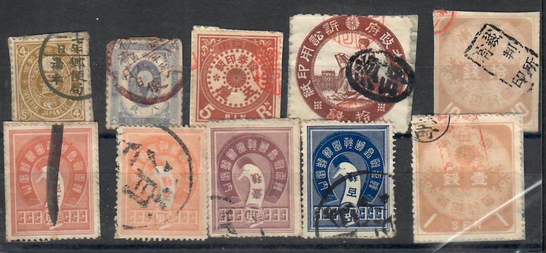 JAPAN Selection of 10 early fiscals salvaged from 1920s stamp collection. - 22382 - Collection image 0