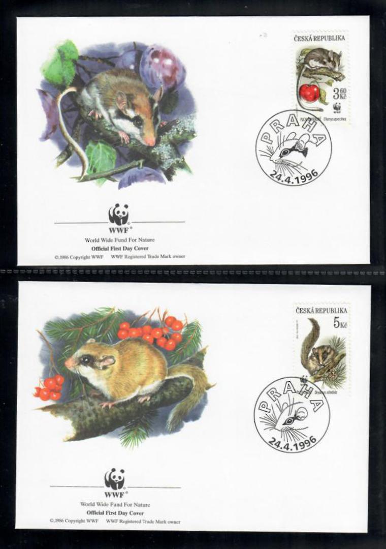 CZECH REPUBLIC 1996 World Wildlife Fund.  Rodents. Miniature sheet in mint never hinged and set of 4 on first day covers with 6 image 1