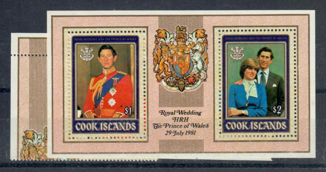 COOK ISLANDS 1981 Royal Wedding of Prince Charles and Lady Diana Spencer. Set of 2 and miniature sheet. - 21356 - UHM image 0