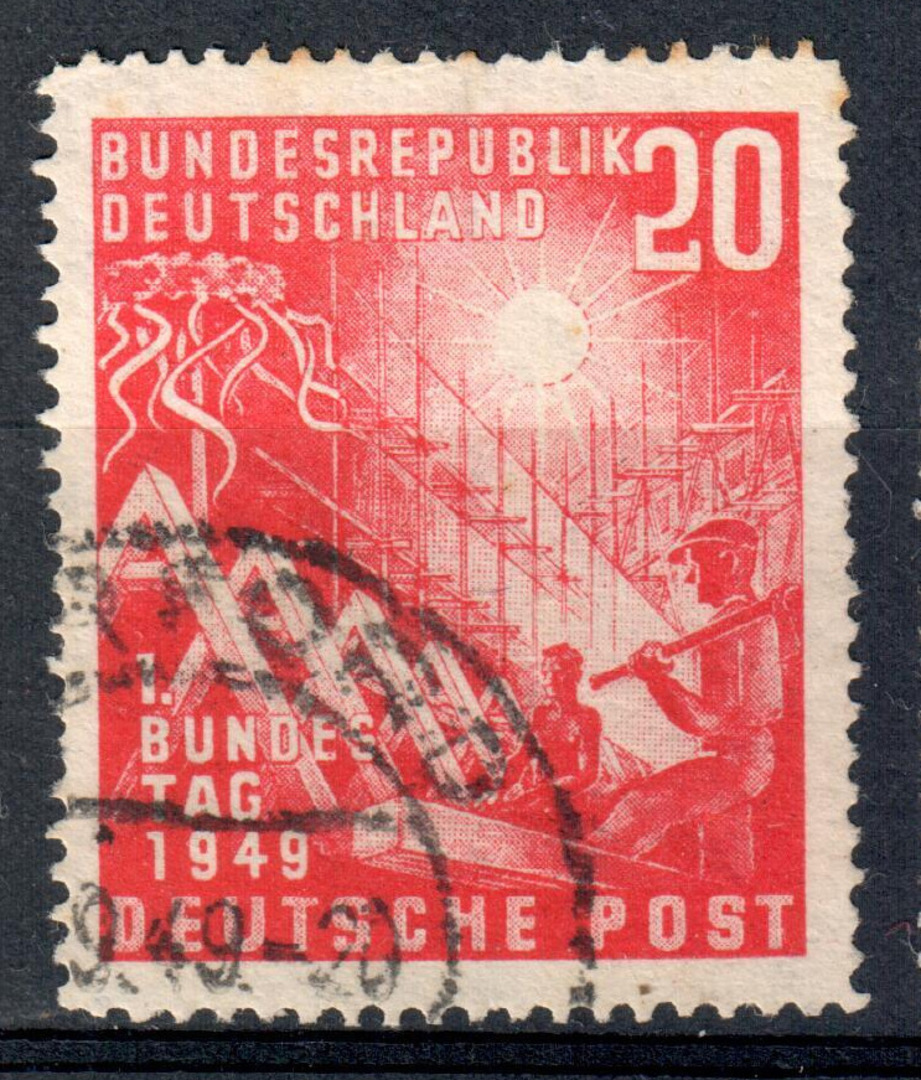 WEST GERMANY 1949 Opening of the West German Parliament 20pf Carmine-Red. A few nibbled perfs. In other respects VFU. - 71484 - image 0