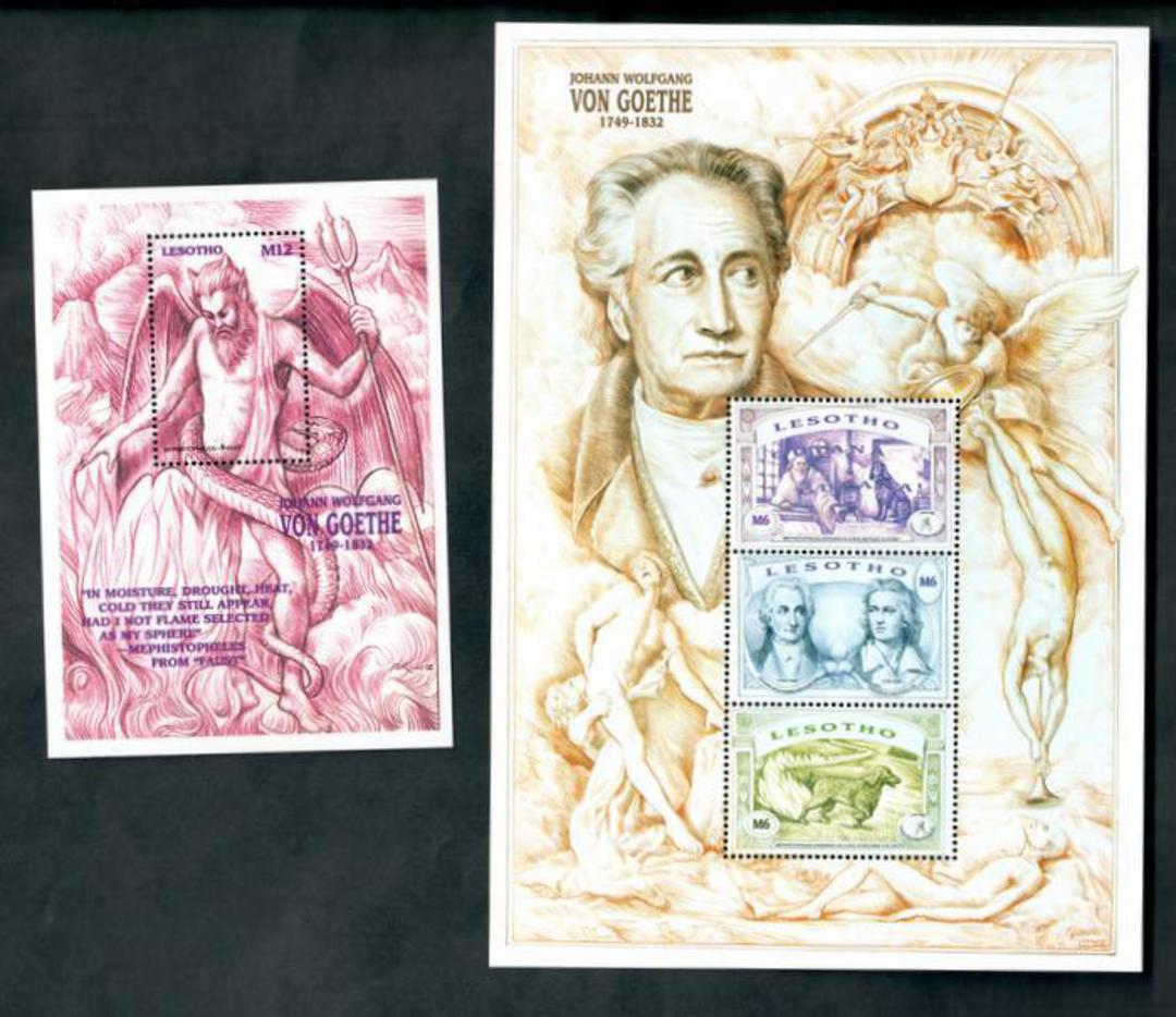 LESOTHO 1999 250th Birth Anniversary of Johann von Goethe. Sheetlet of 3 and miniature sheet. - 50487 - UHM image 0
