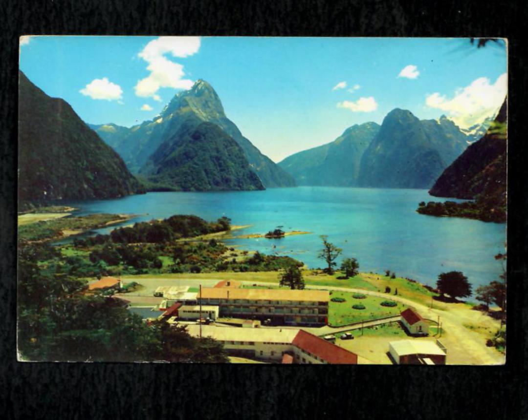 Modern Coloured Postcard by Gladys Goodall of Milford Sound and Mitre Peak. - 444543 - Postcard image 0