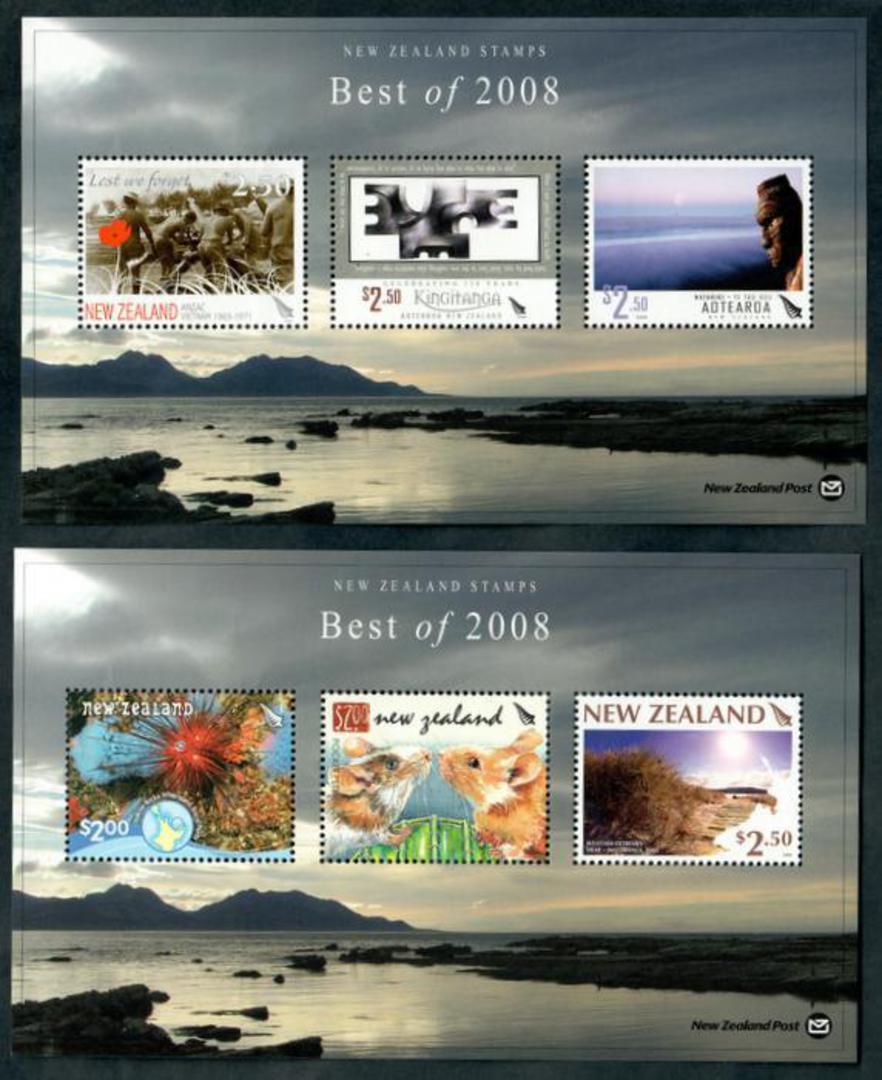 NEW ZEALAND 2008 Best of 2008. 2 of the 3 miniature sheets. Catalogue $375 if complete. - 50687 - UHM image 0