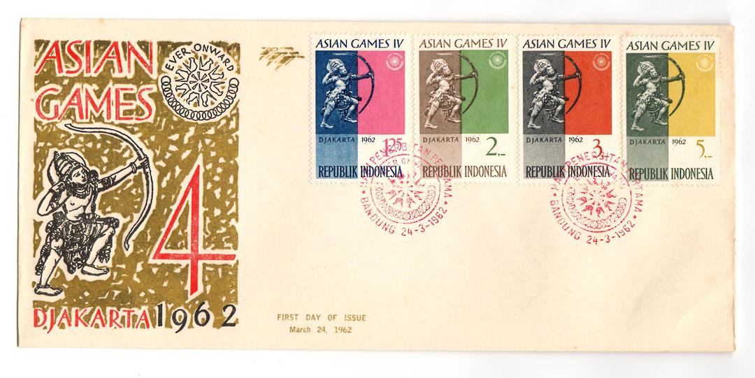 INDONESIA 1962 Fourth Asian Games. Set of 24 on first day cover. - 132038 - FDC image 1