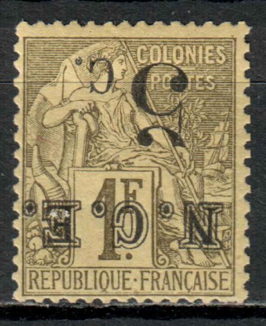 NEW CALEDONIA 1886 Definitive Surcharge 5 on 1fr Olive-Green on toned. Surcharge inverted. - 73717 - Mint image 0