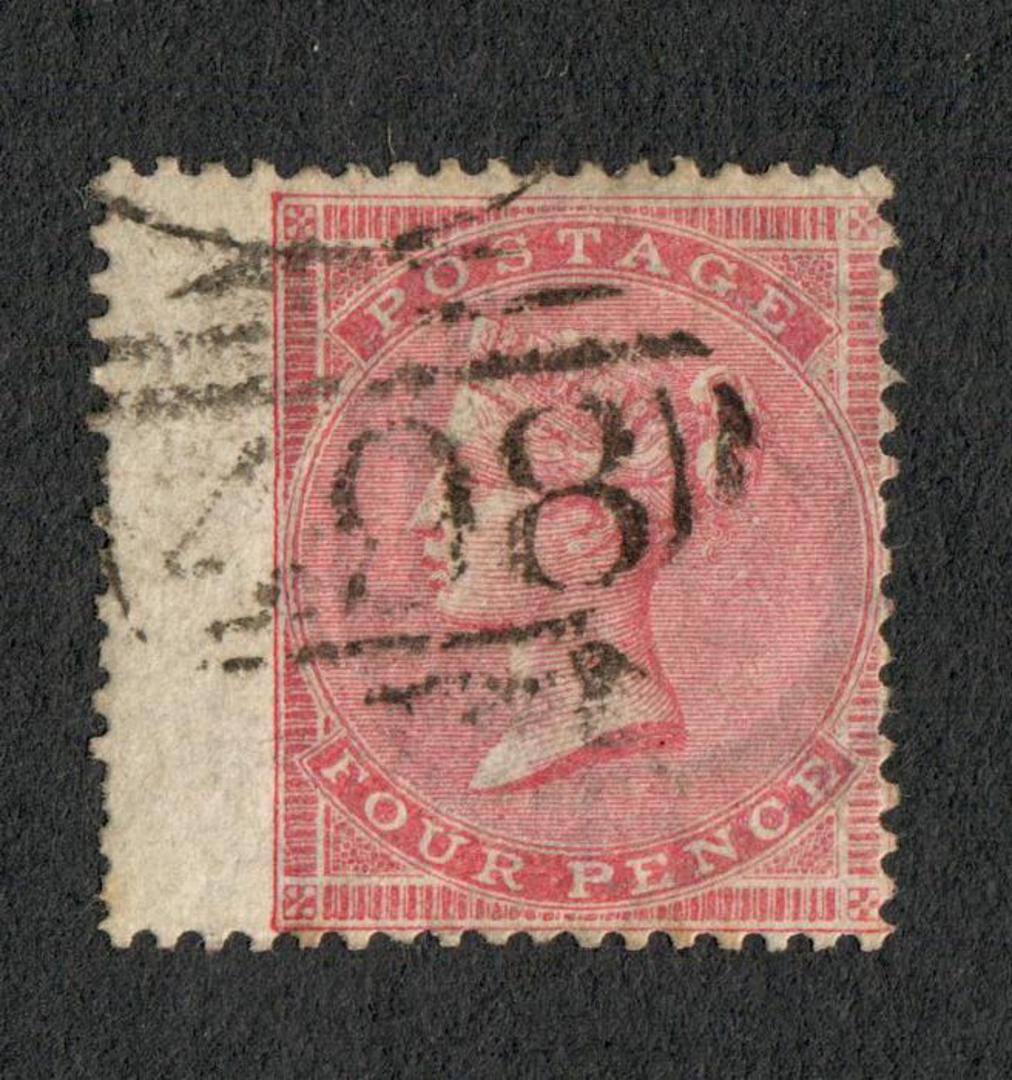 GREAT BRITAIN 1856 4d pale carmine.Wing margin. Couple of nibbled perfs.  Attractive 498 cancel. - 70402 - FU image 0