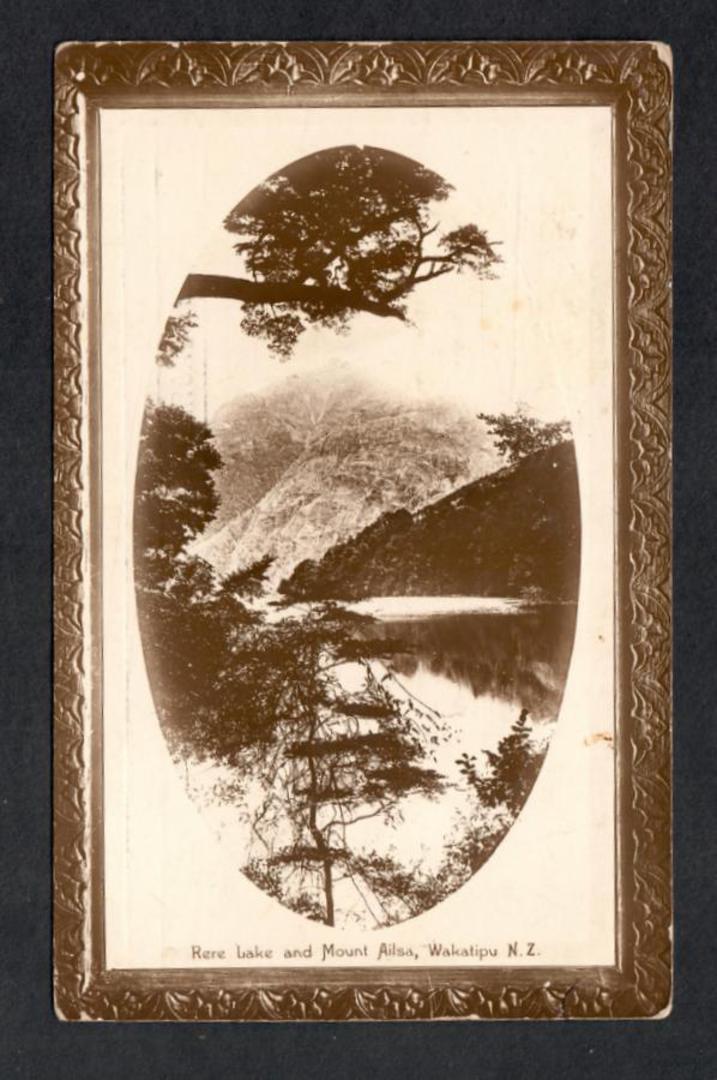 Postcard of Rere Lake and Mt Alice Wakatipu. On the reverse is a printed message from Caro Bros Importers of Auckland to a Drape image 0