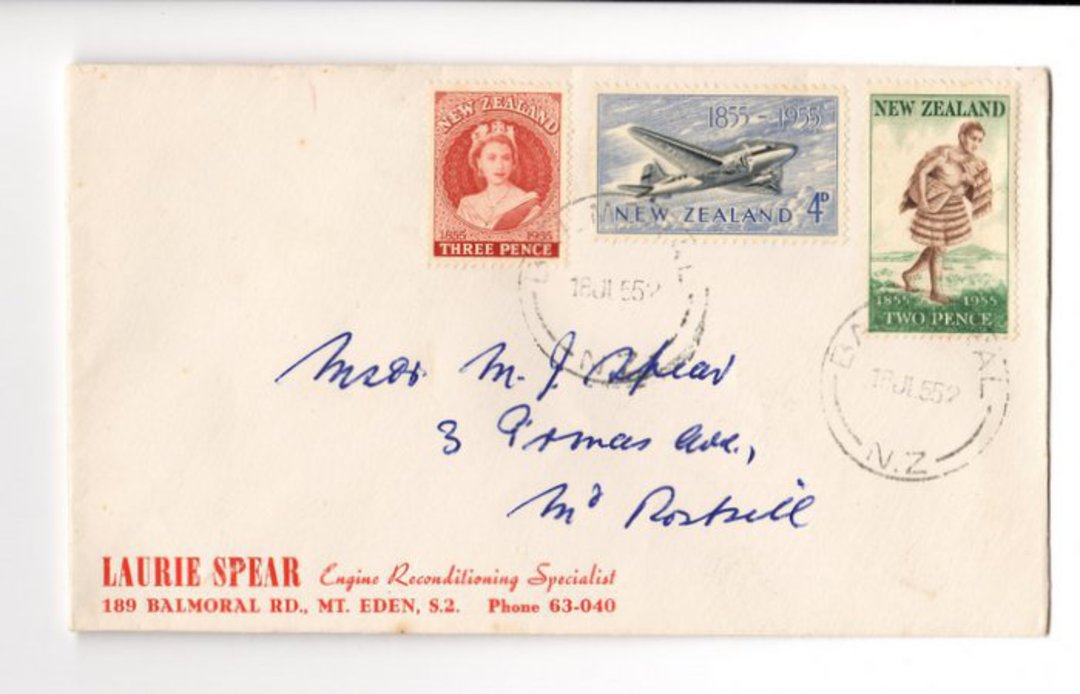 NEW ZEALAND 1955 Letter from Laurie Spear Engine Reconditioning Specialist Mt Eden. - 38141 - PostalHist image 0