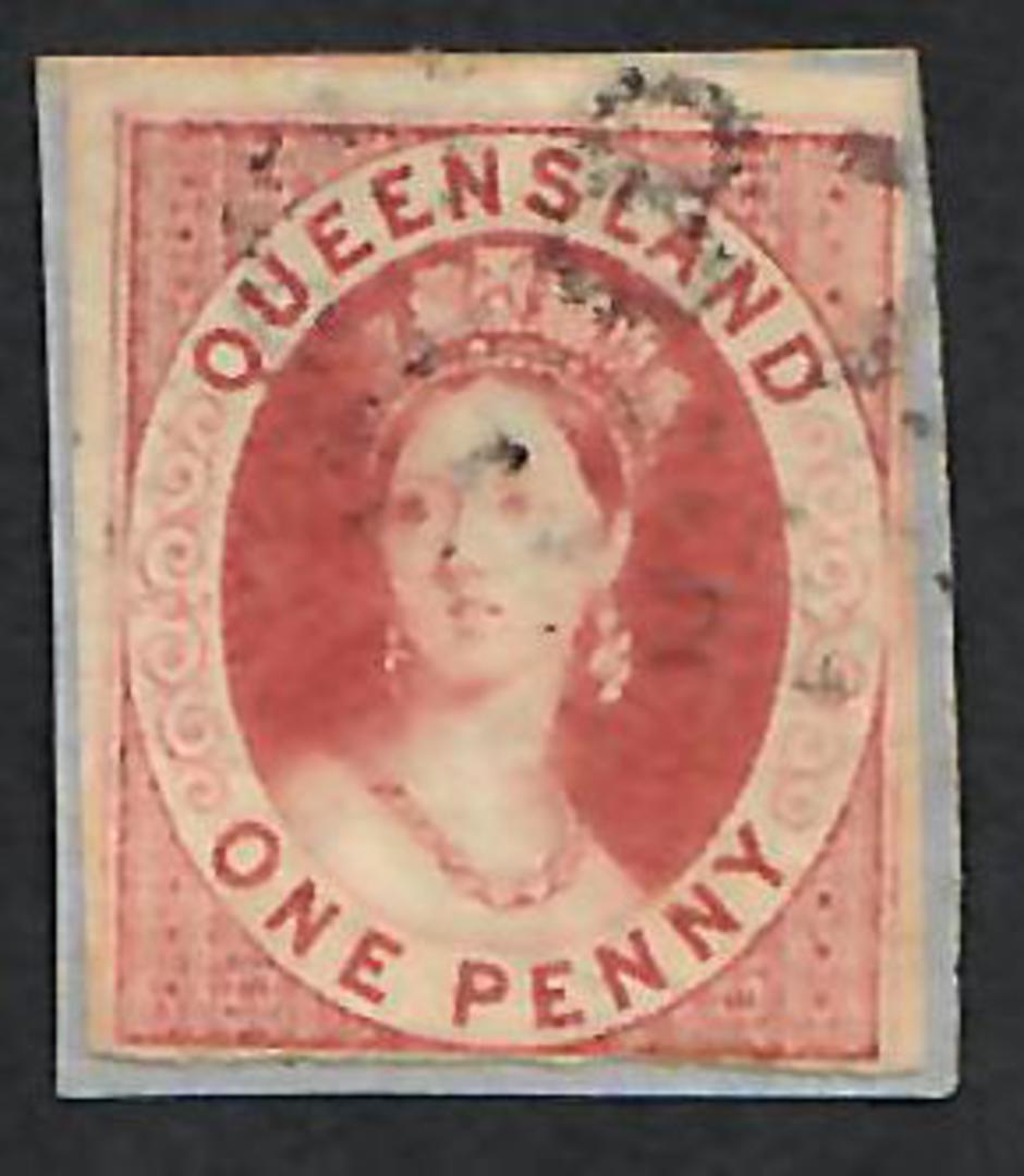 QUEENSLAND 1d Carmine-Rose. A very fine used  copy on small piece with British Phil. Soc certificate of authenticity. A key stam image 0