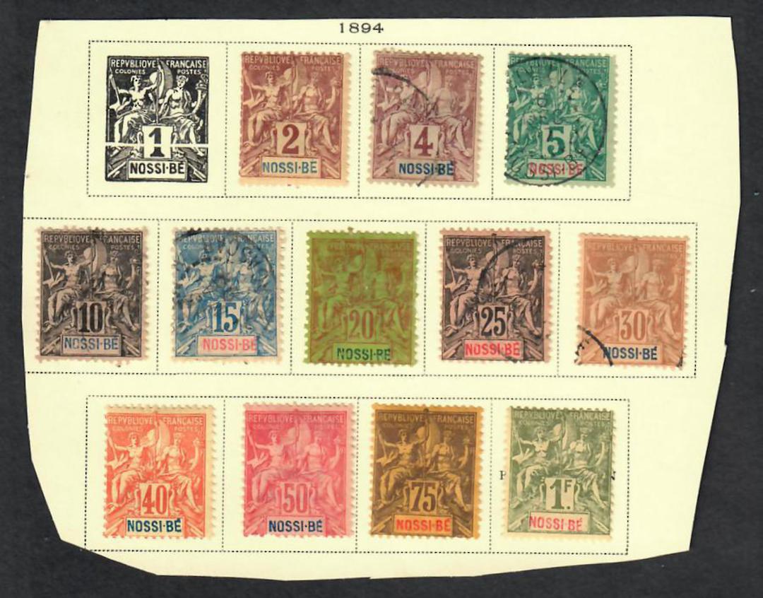 NOSSI-BE 1894 Definitives Mixed Set of 13. The higher values are all mint. - 22326 - Mixed image 0