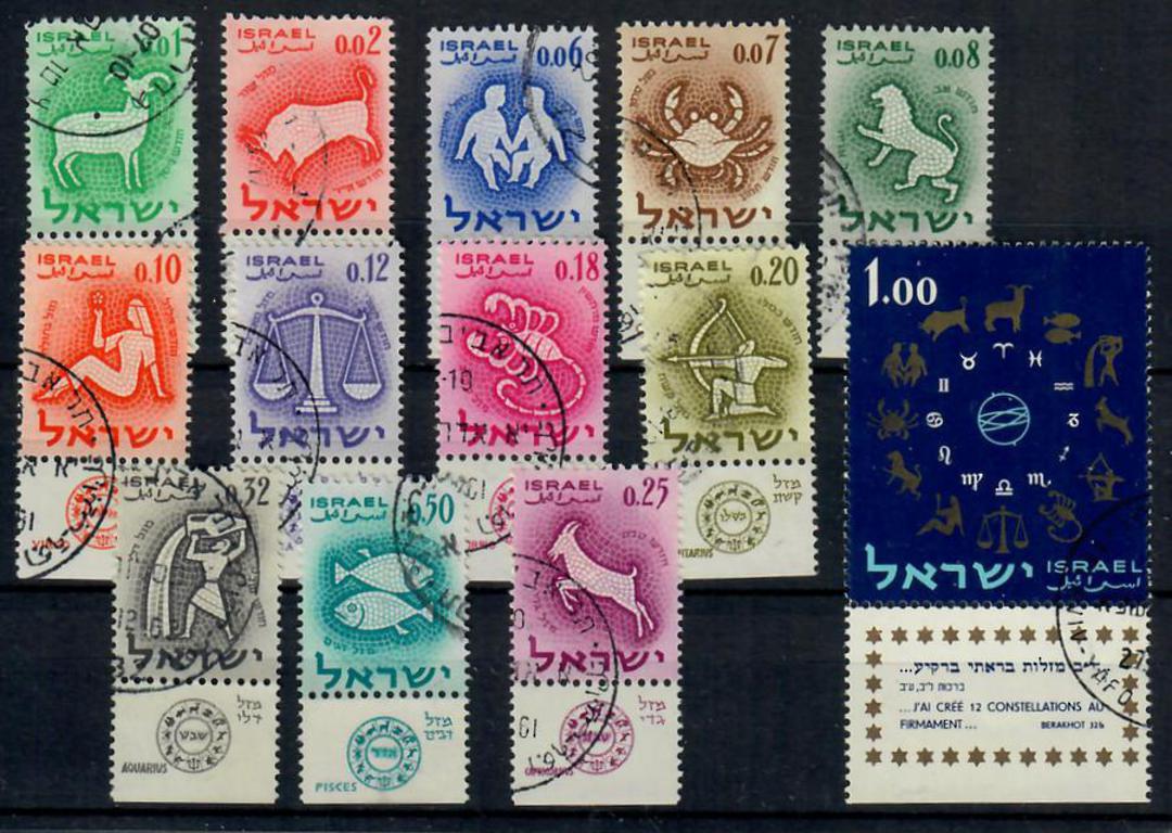 ISRAEL 1961 Signs of the Zodiac. Set of 13 with tabs. - 23503 - FU image 0