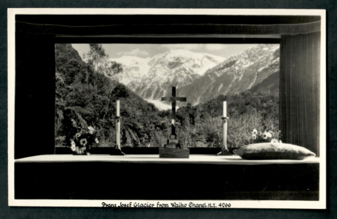 Real Photograph by A B Hurst & Son of Franz Josef Glacie from the Waiho Chapel. - 48846 - Postcard image 0