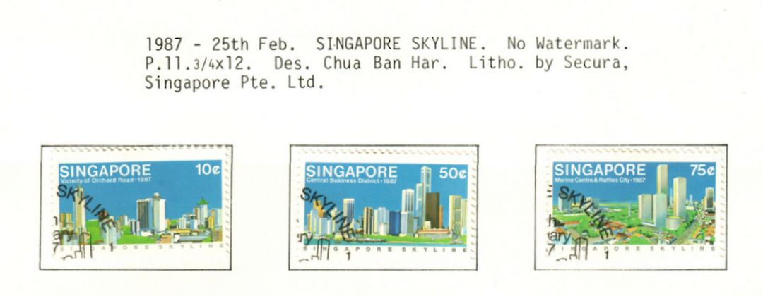 SINGAPORE 1987 Singapore Skyline. Set of 3. - 59652 - VFU image 0