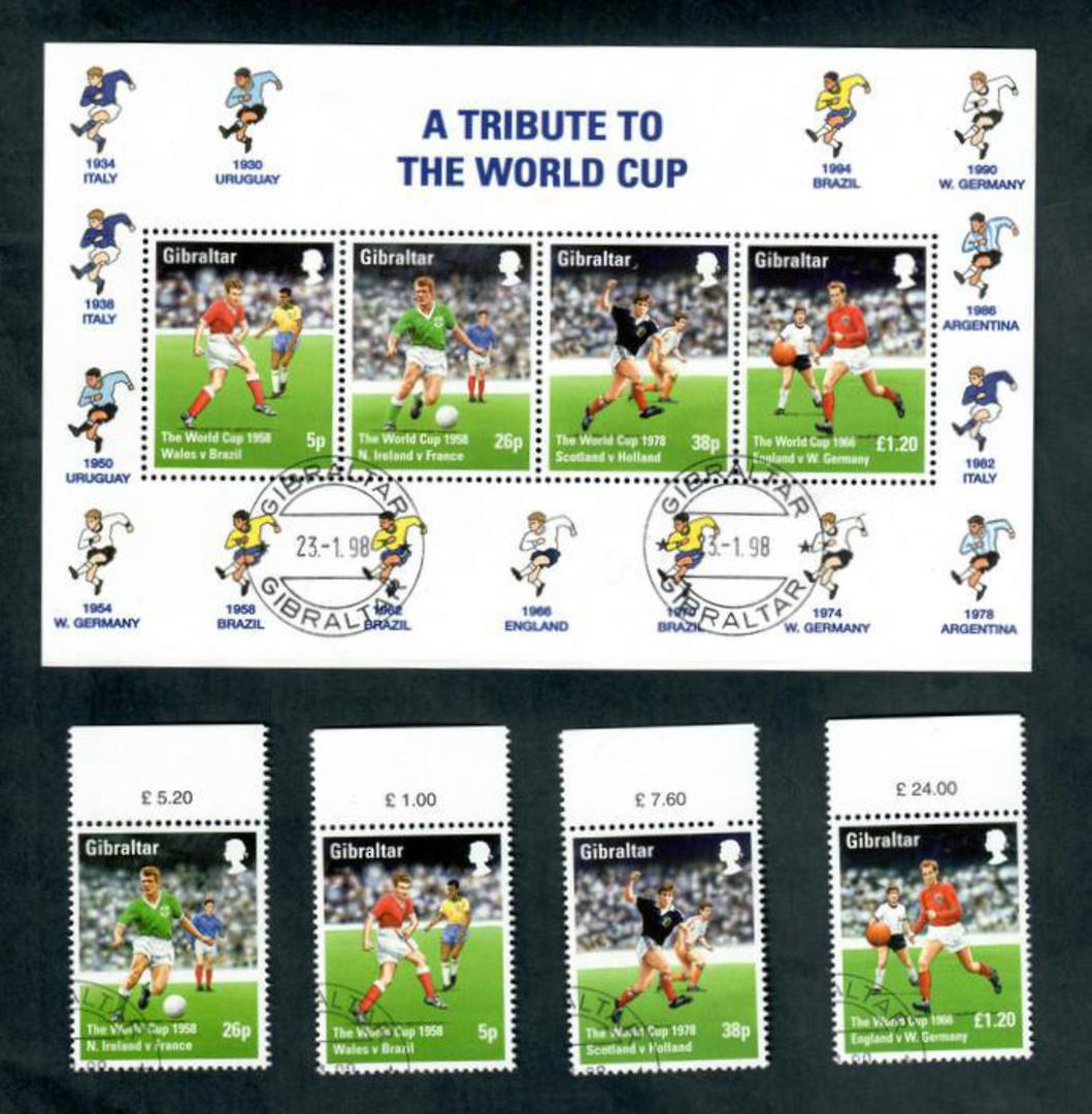 GIBRALTAR 1996 European Cup Football Championships.Set of 4 and miniature sheet. - 50604 - CTO image 0