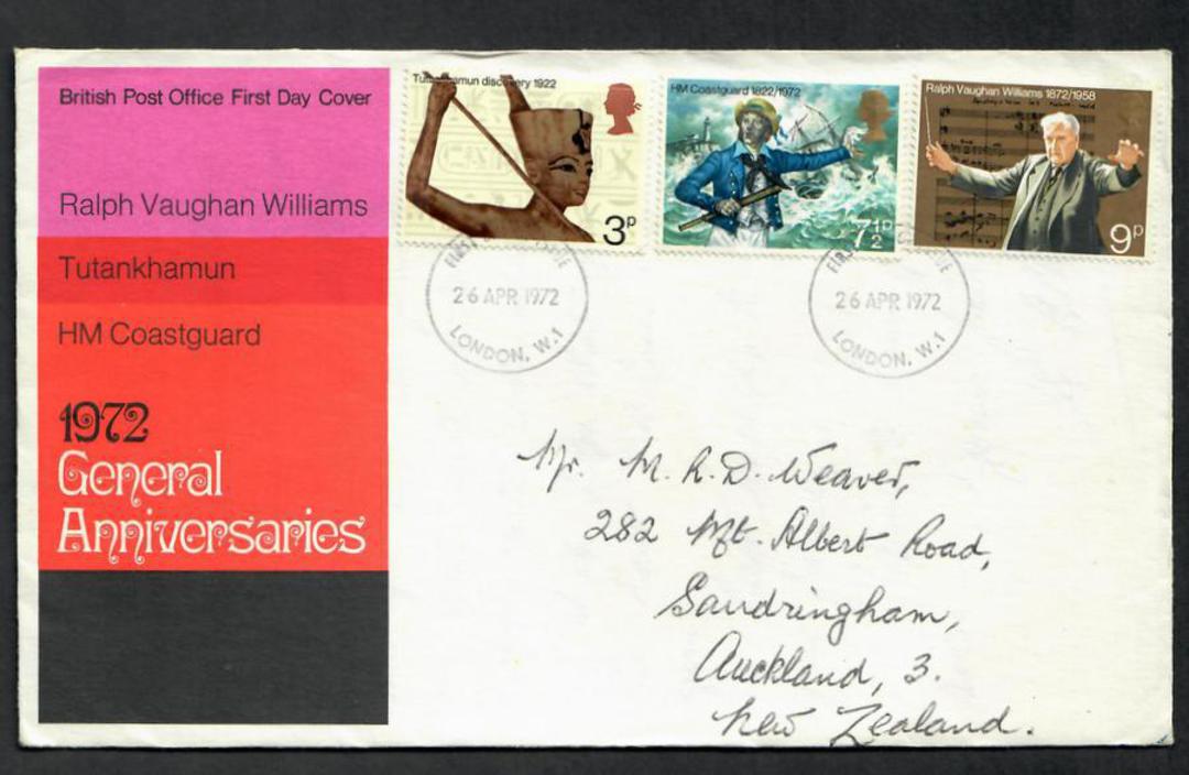 GREAT BRITAIN 1972 Anniversaries. Set of 3 on first day cover. - 531703 - FDC image 0