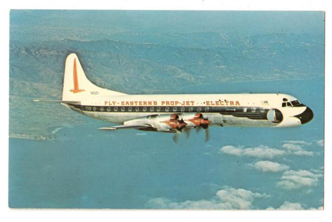 Coloured postcard of Eastern Airlines Lockhead L-188A Electra. - 40866 - Postcard image 0