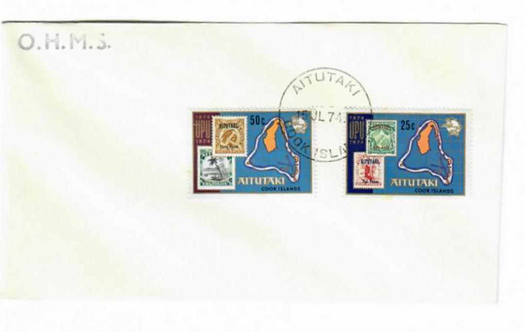 AITUTAKI 1974 Centenary of the Universal Postal Union. Set of 2 on first day cover. - 32158 - FDC image 0