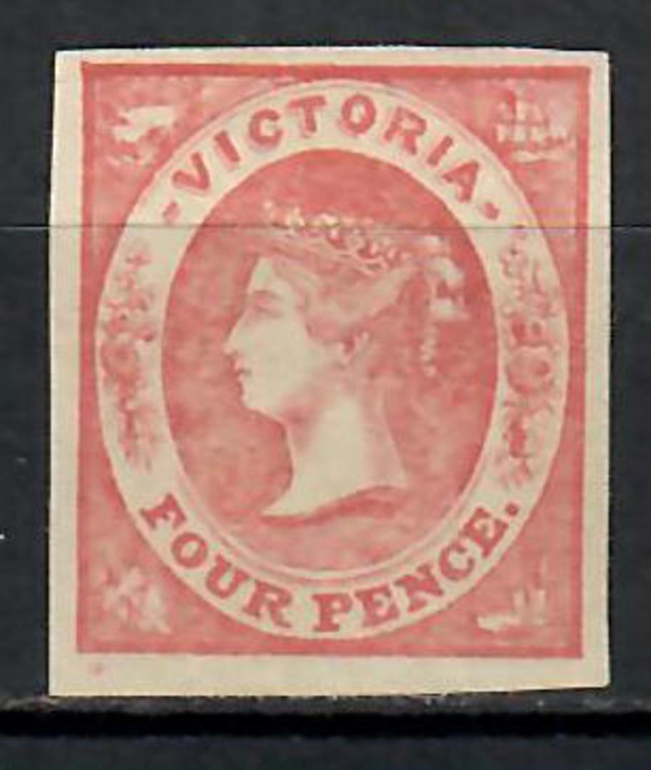 VICTORIA 1858 Victoria 1st Definitive 4d Rose-Pink. Imperf. No Watermark Four superb margins. - 70815 - MNG image 0