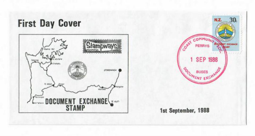NEW ZEALAND Alternative Postal Operator Stampways 1988 30c Blue on first day cover. Perrys Buses. - 132676 - FDC image 0