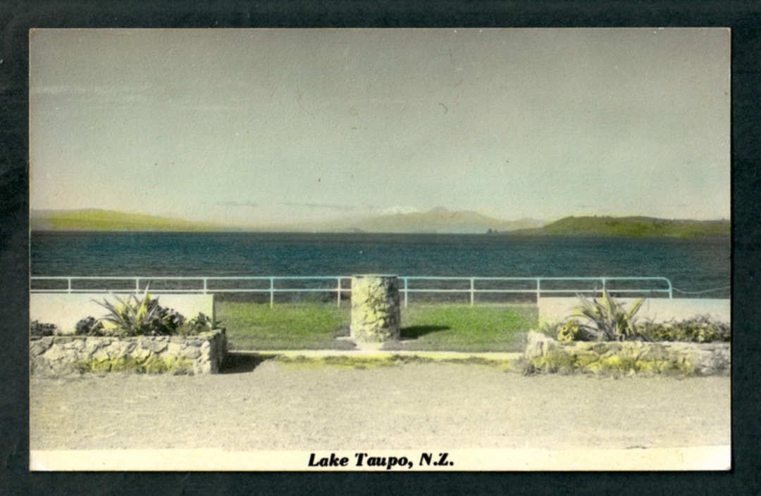 Tinted Postcard by N S Seaward of Lake Taupo. - 46759 - Postcard image 0