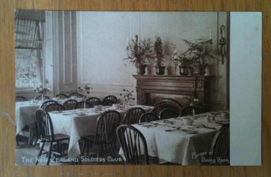 Postcard of The New Zealand Soldiers Club Corner of the Dining Room. - 40102 - Postcard image 0