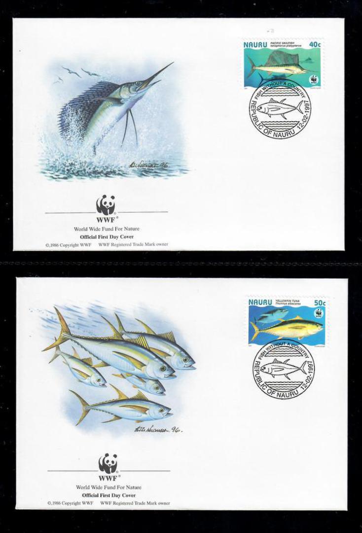 NAURU 1997 Endangered Species Giant Fish. World Wildfile Fund. Set of 4 in mint never hinged and on first day covers with 6 page image 2