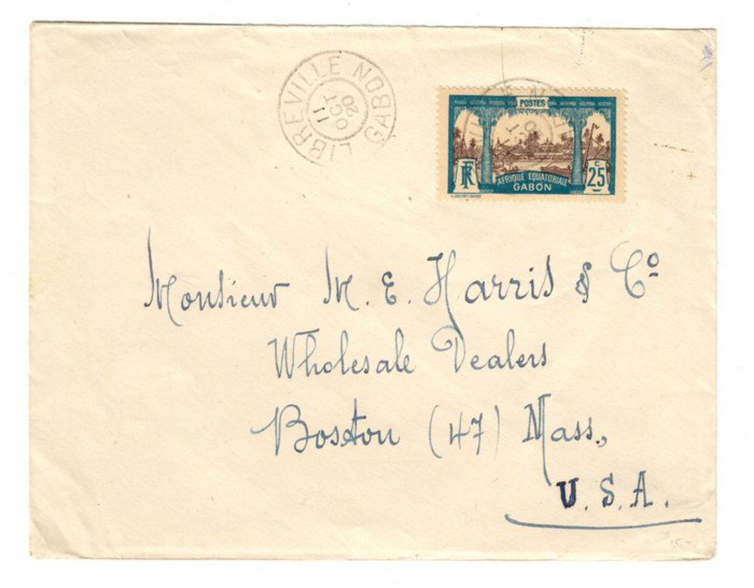 GABON 1920 Letter from Libraville to USA. - 37595 - PostalHist image 0