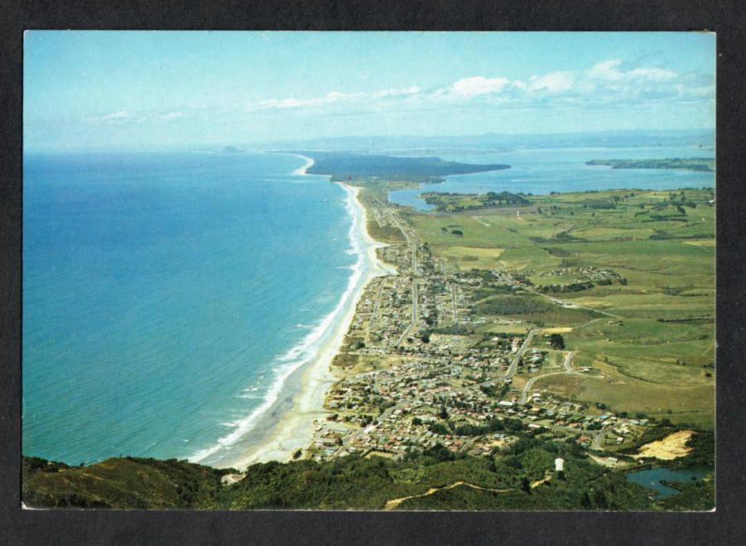 Modern Coloured Postcard by Gladys Goodall of Waihi Beach from the air. - 444343 - Postcard image 0