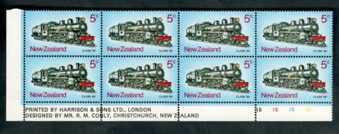 NEW ZEALAND 1973 Locomotives 5c Blue. Plate Block 1B 1B 1B 1B. - 56303 - UHM image 0