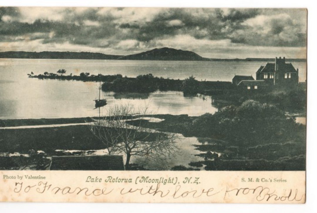 Early Undivided Postcard of Lake Rotorua by moonlight. - 46042 - Postcard image 0
