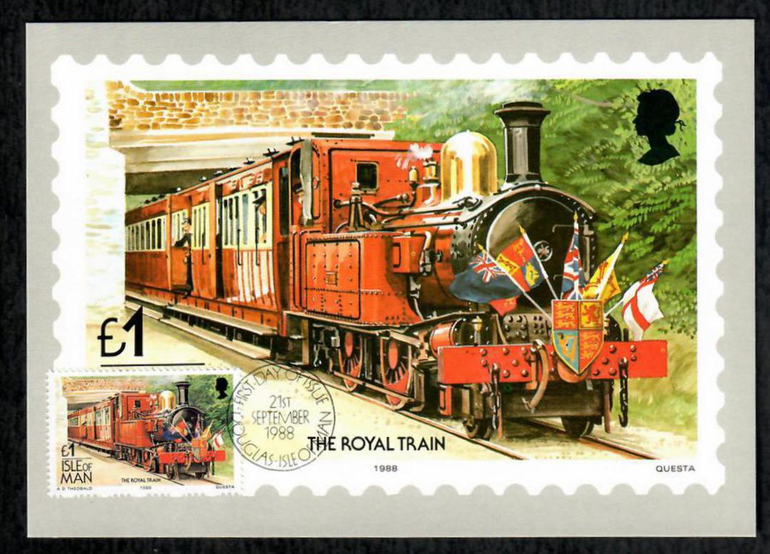 ISLE OF MAN 1988 Railways. 4 values on maxim cards. - 444720 - Postcard image 0