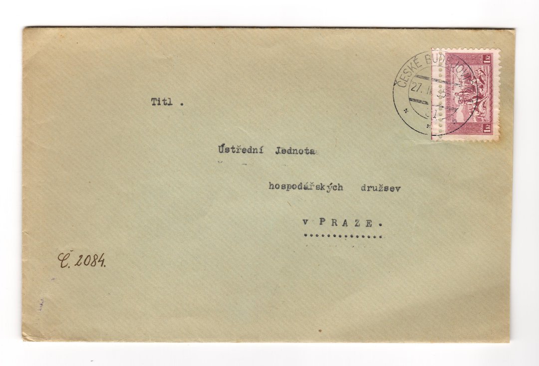 CZECHOSLOVAKIA 1935 Letter from Ceske Budejovice to Praze. Tidy. - 30912 - PostalHist image 0