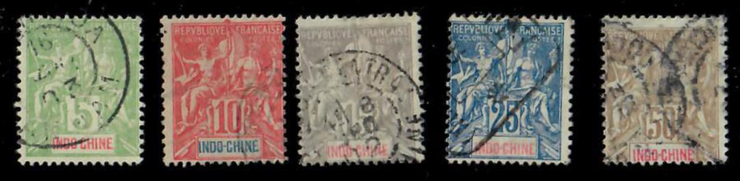 INDO-CHINA 1900 Definitives. Set of 5. - 25302 - FU image 0