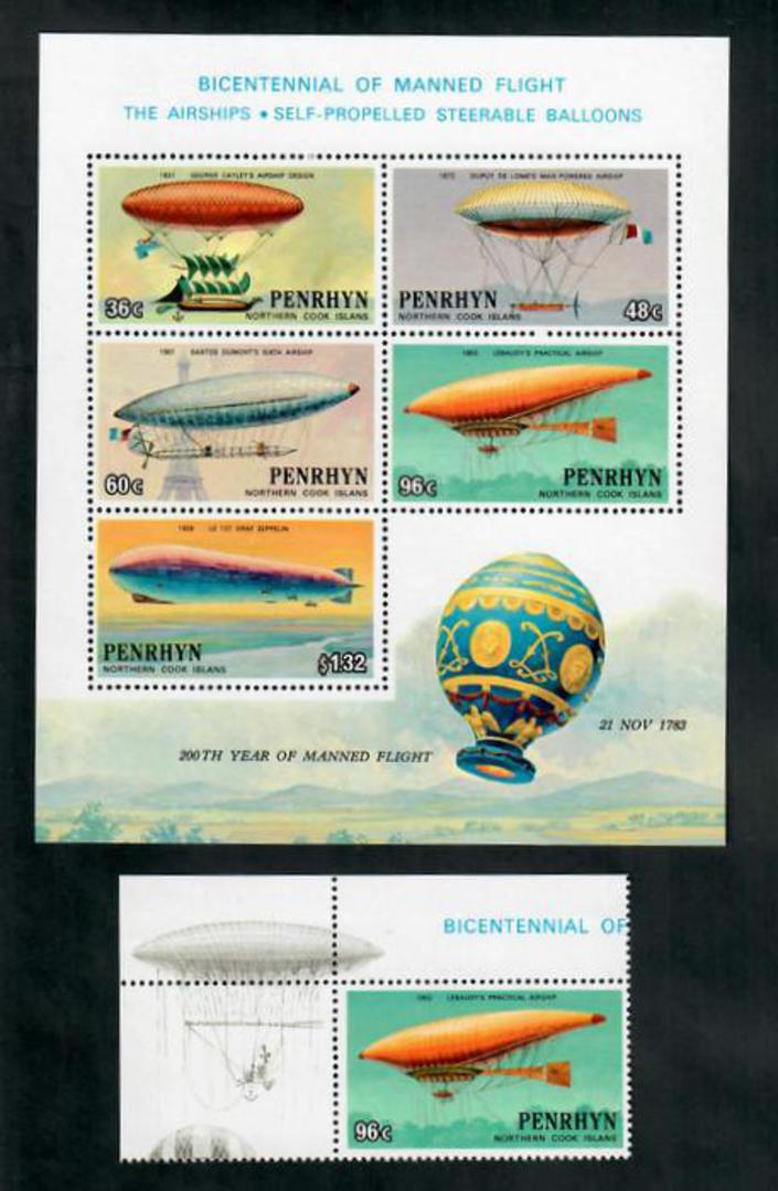 PENRHYN 1983 Bicentenary of Manned Flight. Set of 5 and miniature sheet. - 50838 - UHM image 0