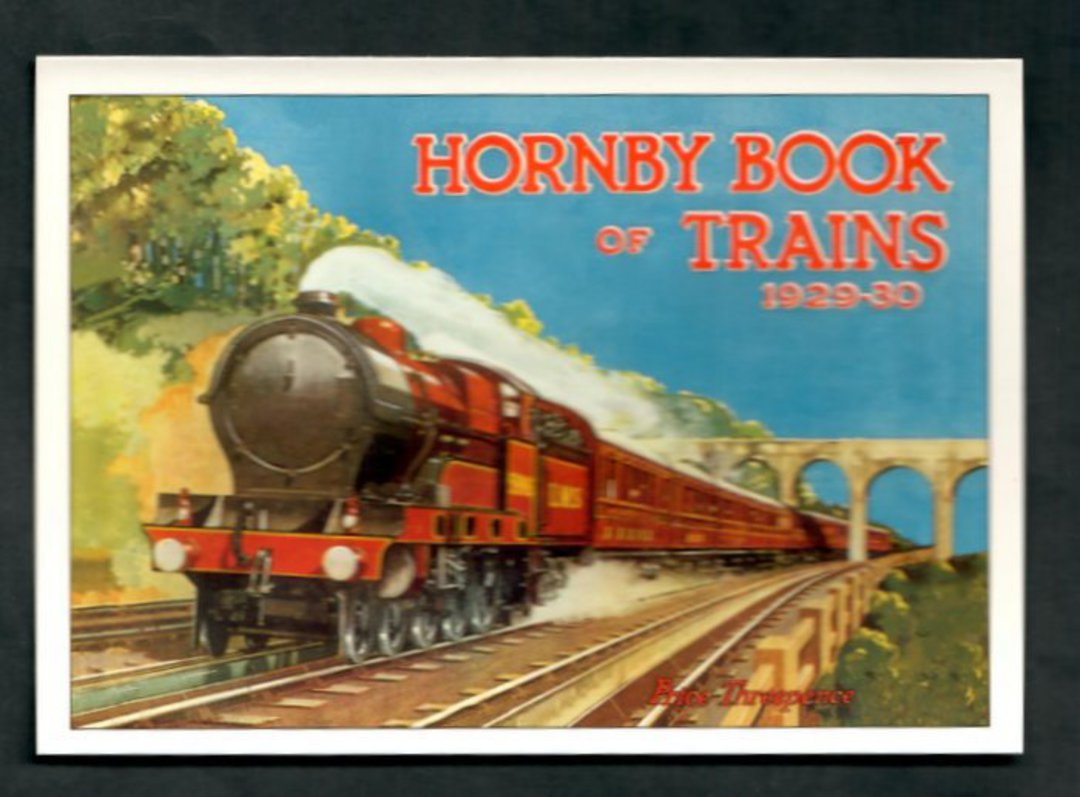 Postcard. Modern reproduction of old advertising poster, Hornby Book of Trains 1929-1930 LMS. - 444718 - Postcard image 0