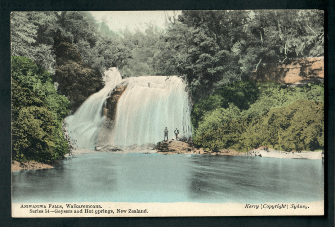 Coloured postcard of Aniwaniwa Falls Lake Waikaremoana. - 48195 - Postcard image 0