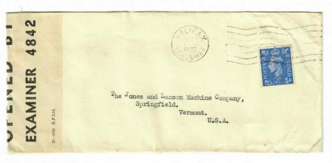 GREAT BRITAIN 1942 Censored cover from Yorkshire to USA. - 30211 - PostalHist image 0