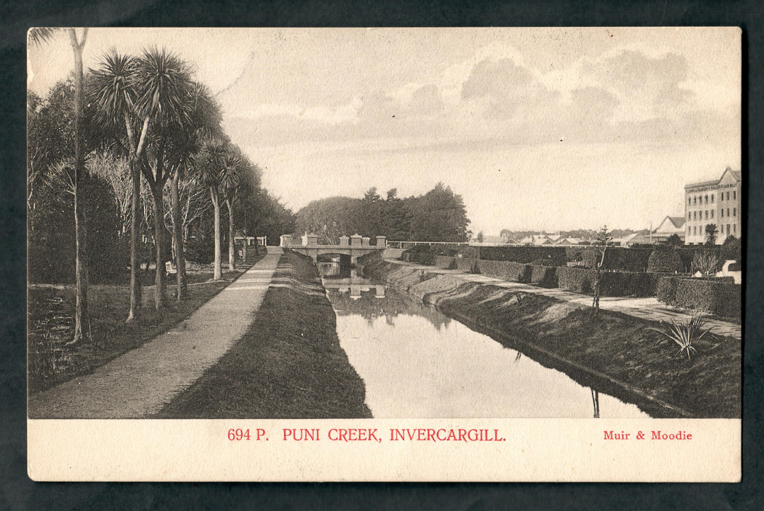 Early Undivided Postcard by Muir and Moodie of Puni Creek Invercargill. - 49393 - Postcard image 0