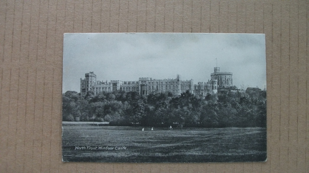 Postcard of the North Front of Windsor Castle. On the reverse Purple Cachet "From The King and Queen 11/3/19 Windsor Castle". - image 1