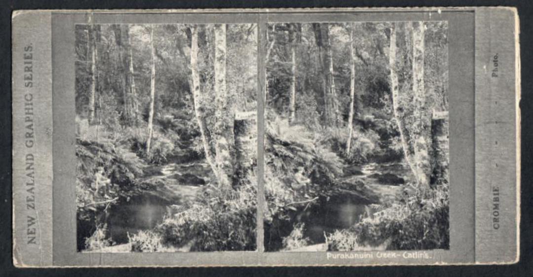 Stereo card New Zealand Graphic series of Purakatunui Creek Catlins. - 140063 - Postcard image 0