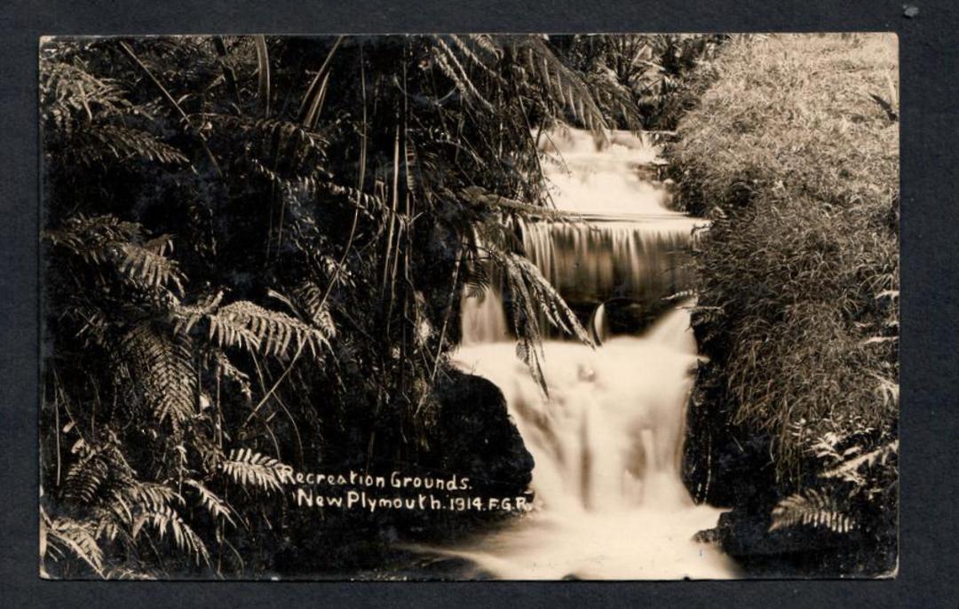 Real Photograph by Radcliffe of The Recreation Grounds New Plymouth. Waterfall. - 47058 - Postcard image 0