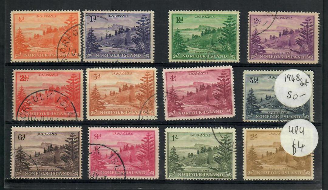NORFOLK ISLAND 1947 Definitives. Original set of 12 on the "toned paper" as described in the catalogue. - 21731 - VFU image 0