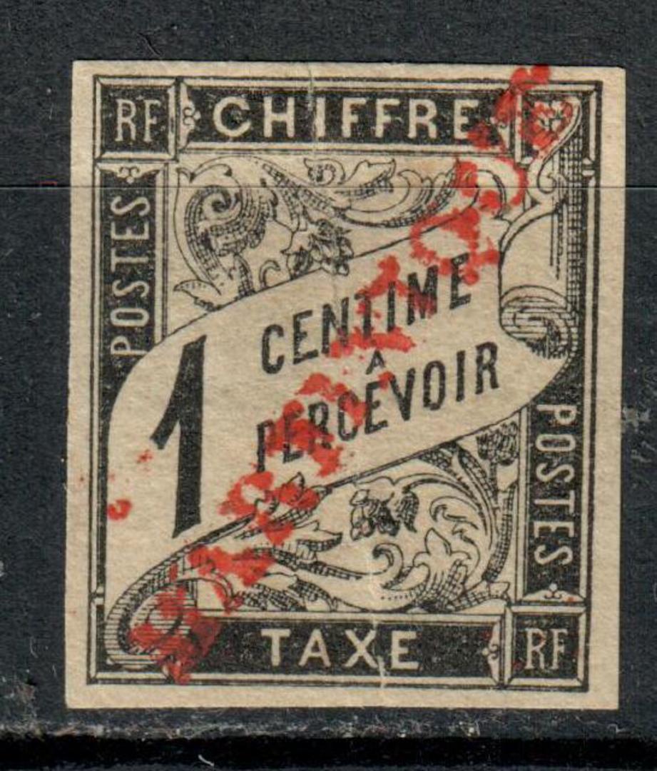 FRECH COLONIES 1884 Postage Due 1c Black clearly overprinted diagonally MARTINIQUE. Not listed Refer note in Stanley Gibbons aft image 0